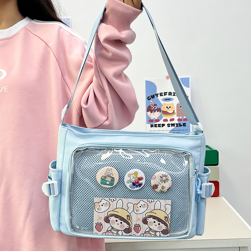 Anime Tote Bag - Tas bahu tampilan lencana transparan tas